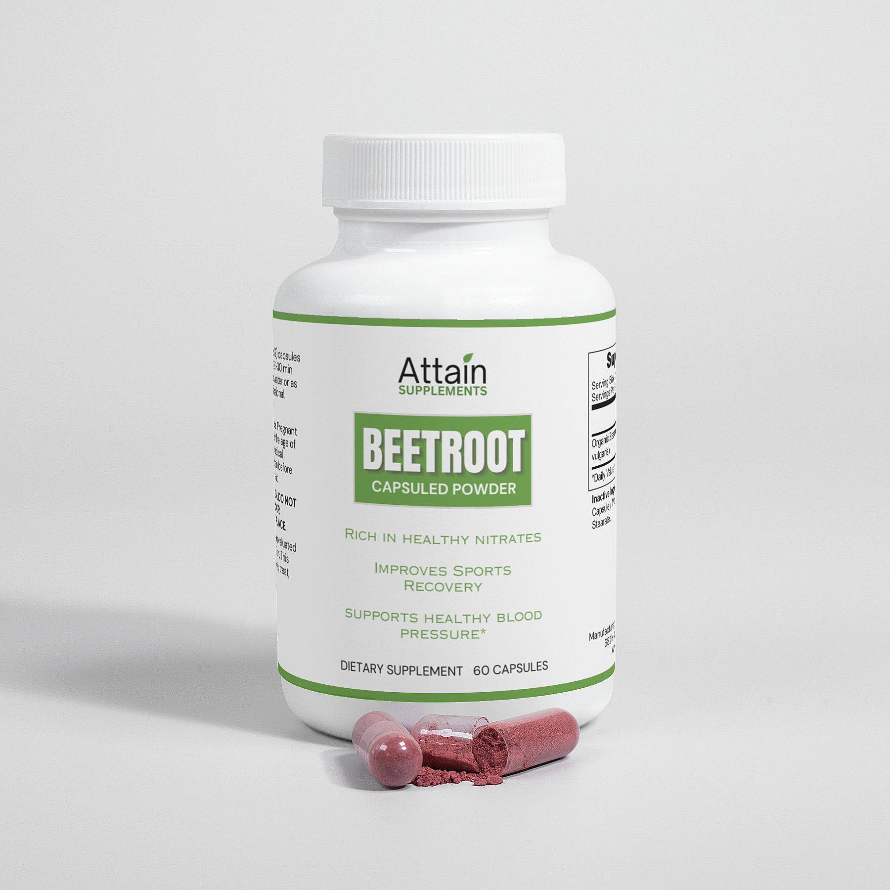 Beetroot Capsulated Powder in Bottle with capsule