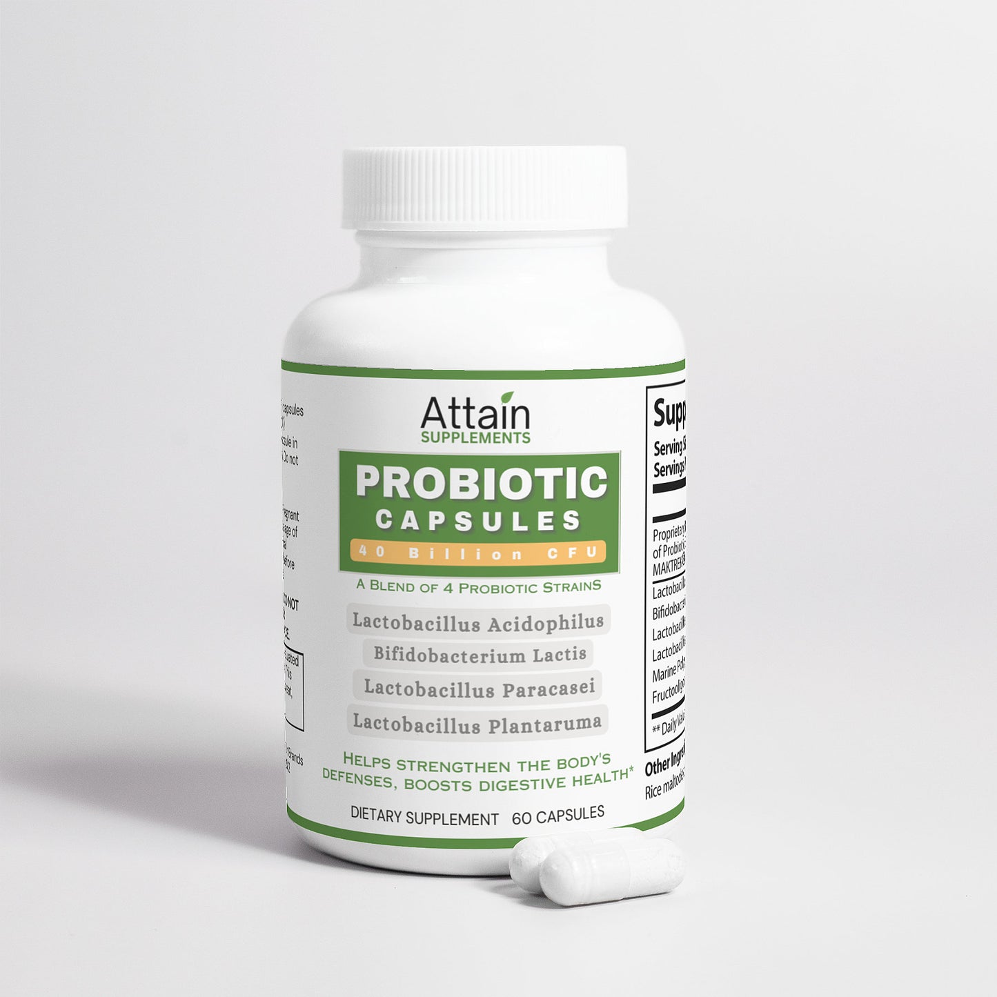 Probiotic - 40 Billion CFU with 4 Strains - Attain Supplements