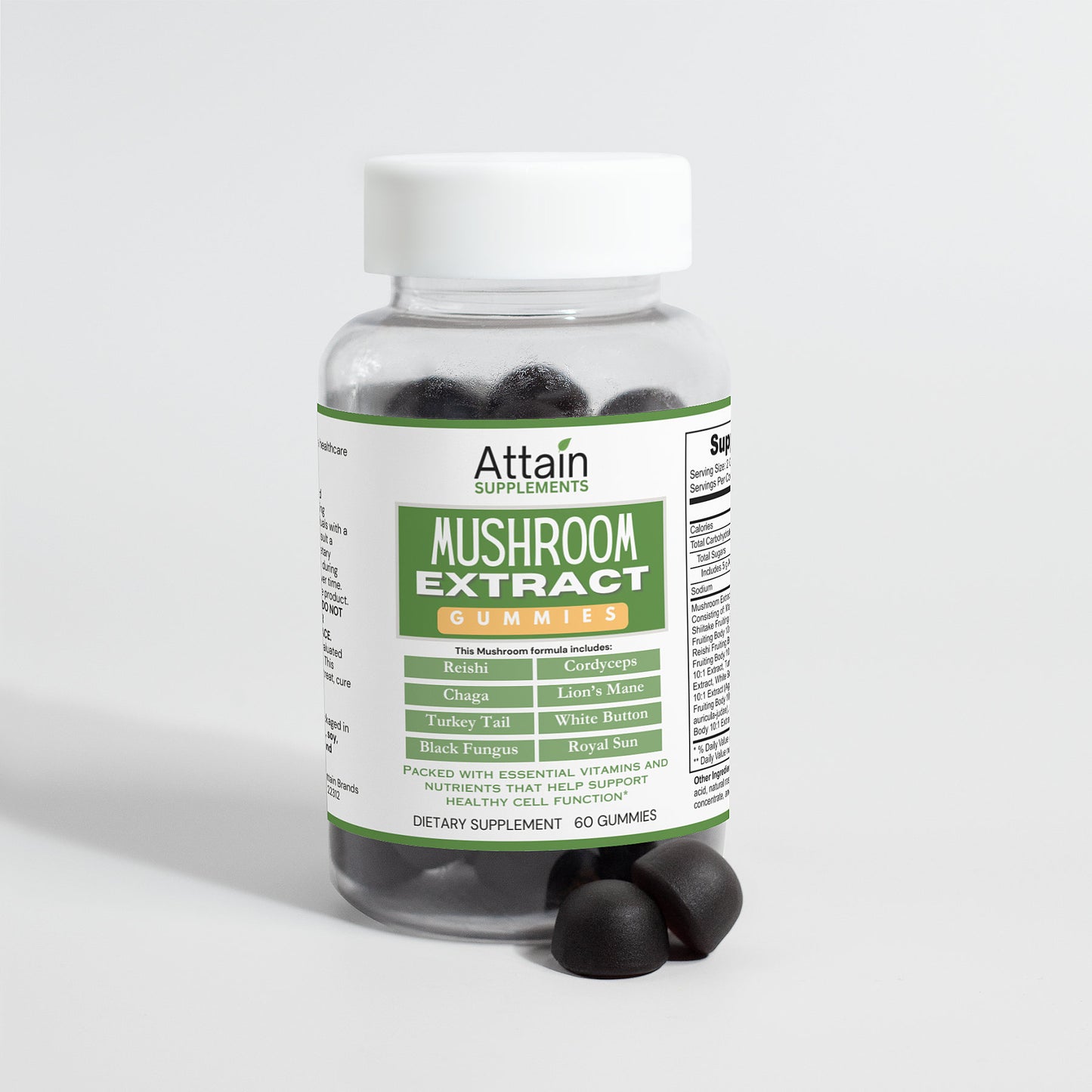 Mushroom Extract Gummies - Vegan - Attain Supplements