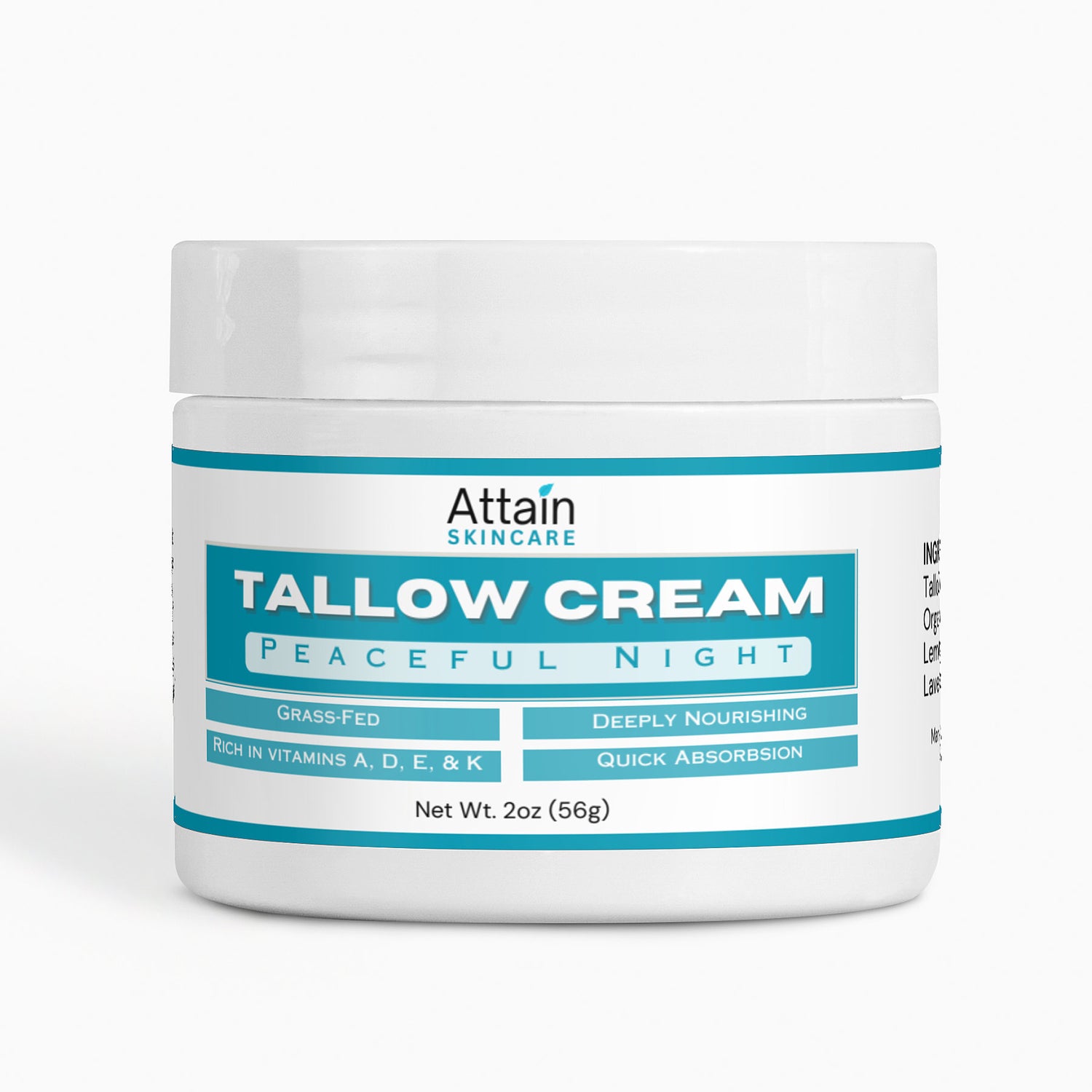 Tallow Cream - Peaceful Night scent - Made from Grass fed Beef Tallow - Attain Supplements