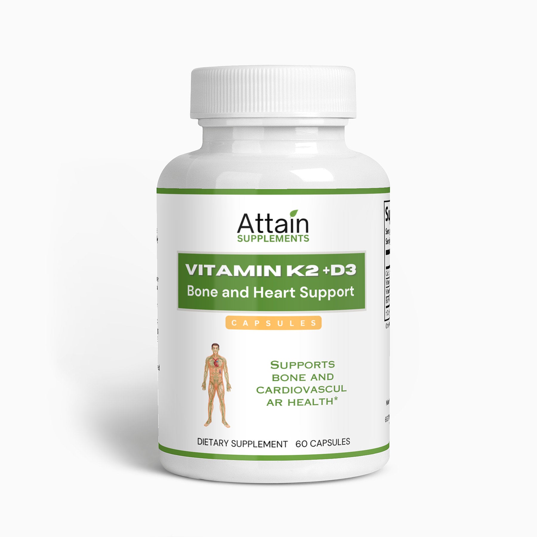 Bone & Heart Support - Vitamin K2 and D3 - Attain Supplements