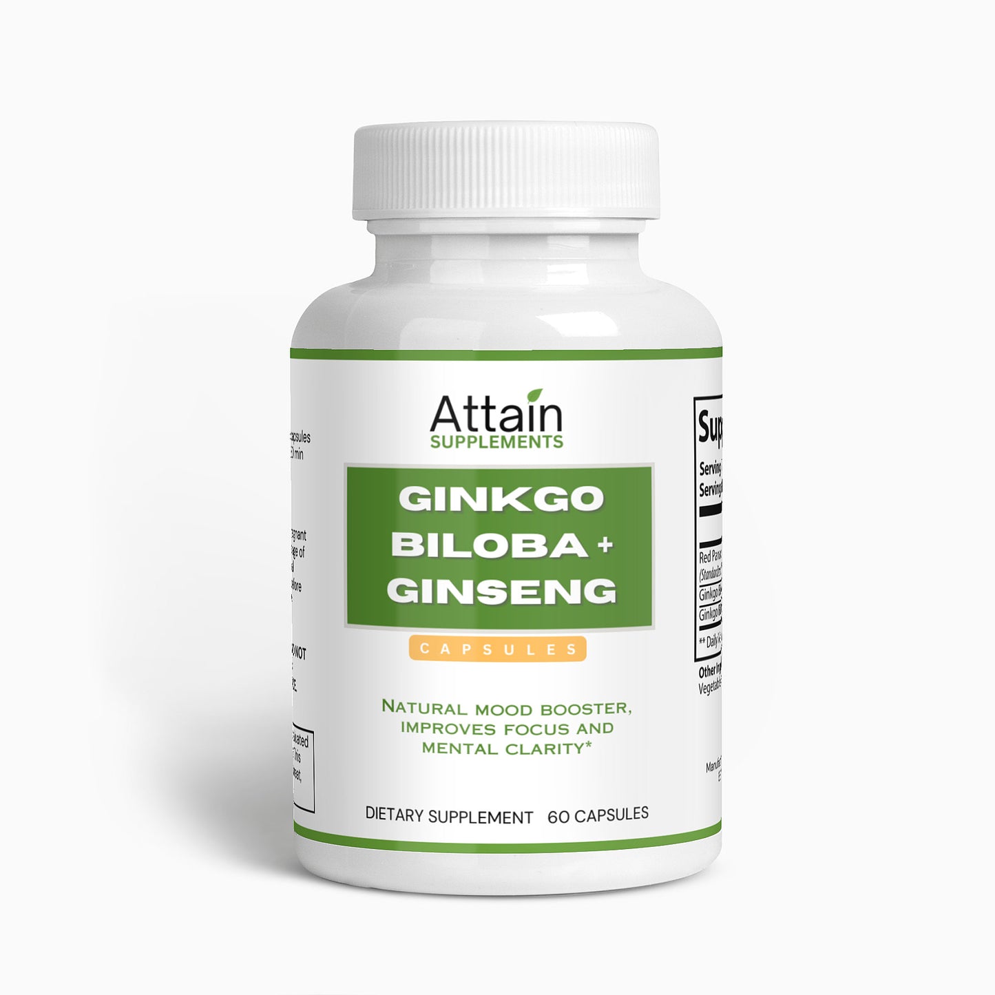 Ginkgo Biloba + Ginseng Capsules - Attain Supplements