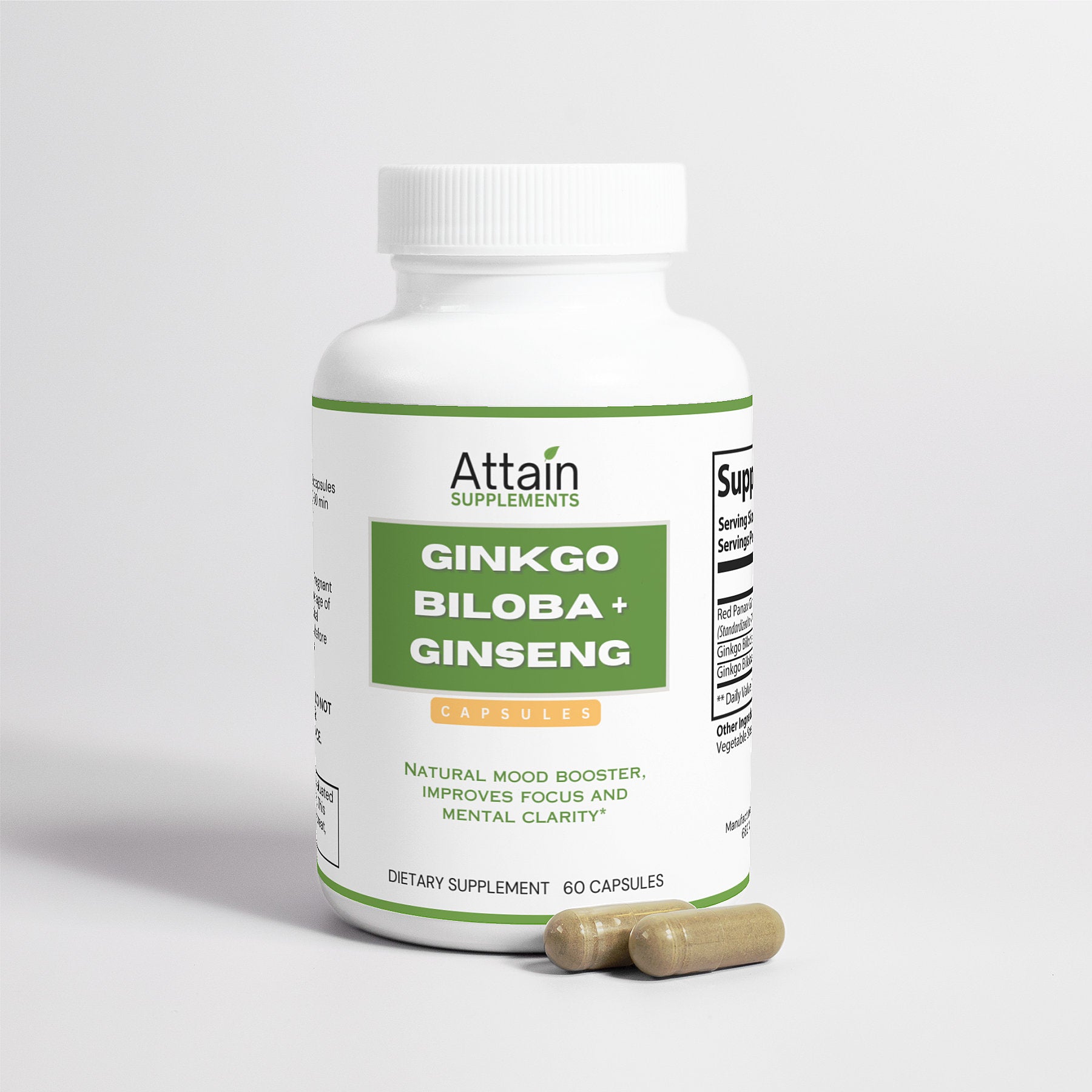 Ginkgo Biloba + Ginseng Capsules - Attain Supplements