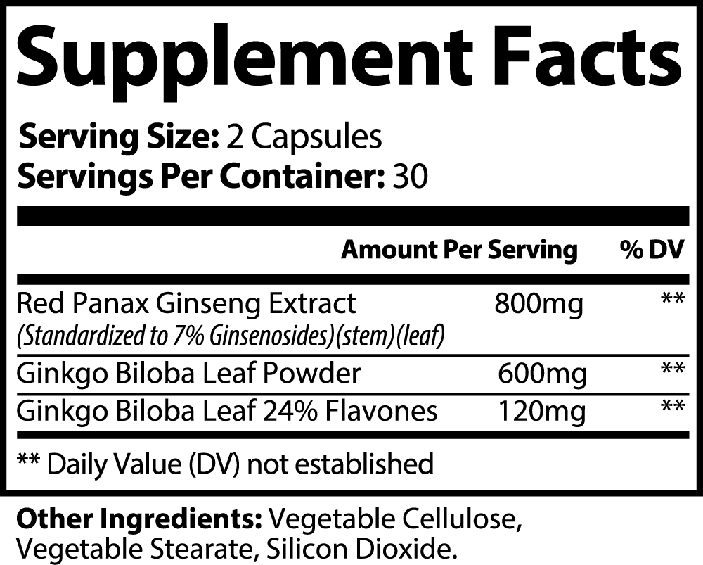 Ginkgo Biloba + Ginseng Capsules - Attain Supplements